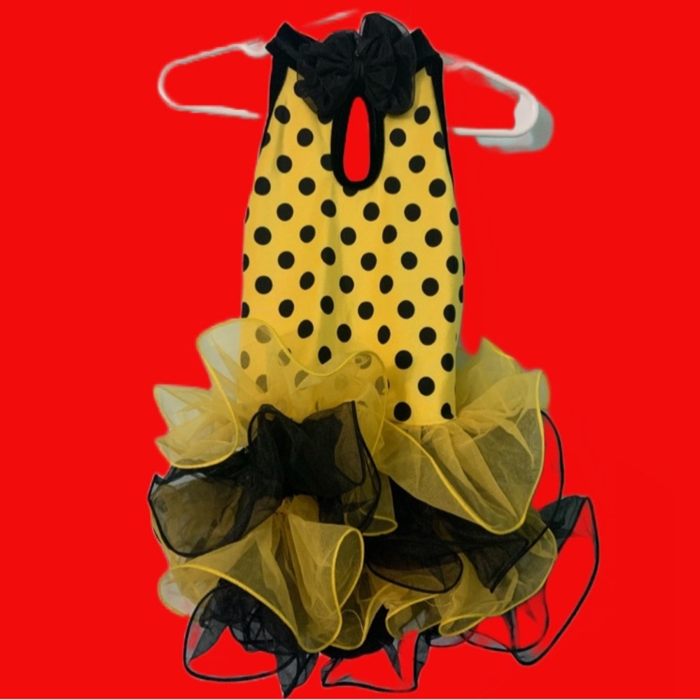 Curtain call costume extra small child size yellow polkadot
